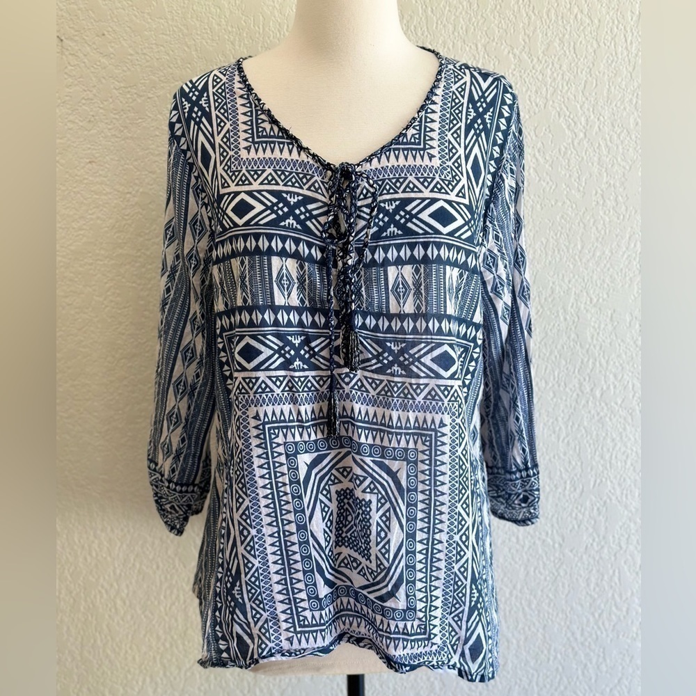 Tolani 3/4-Sleeve Lightweight Cotton Top Size Medium